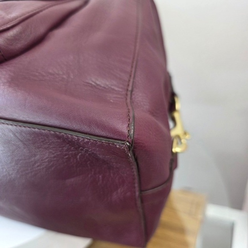 Coach Campbell Domed Satchel Plum Purple Leather‎ Handbag F25151 Gold Hardware - Picture 5 of 15